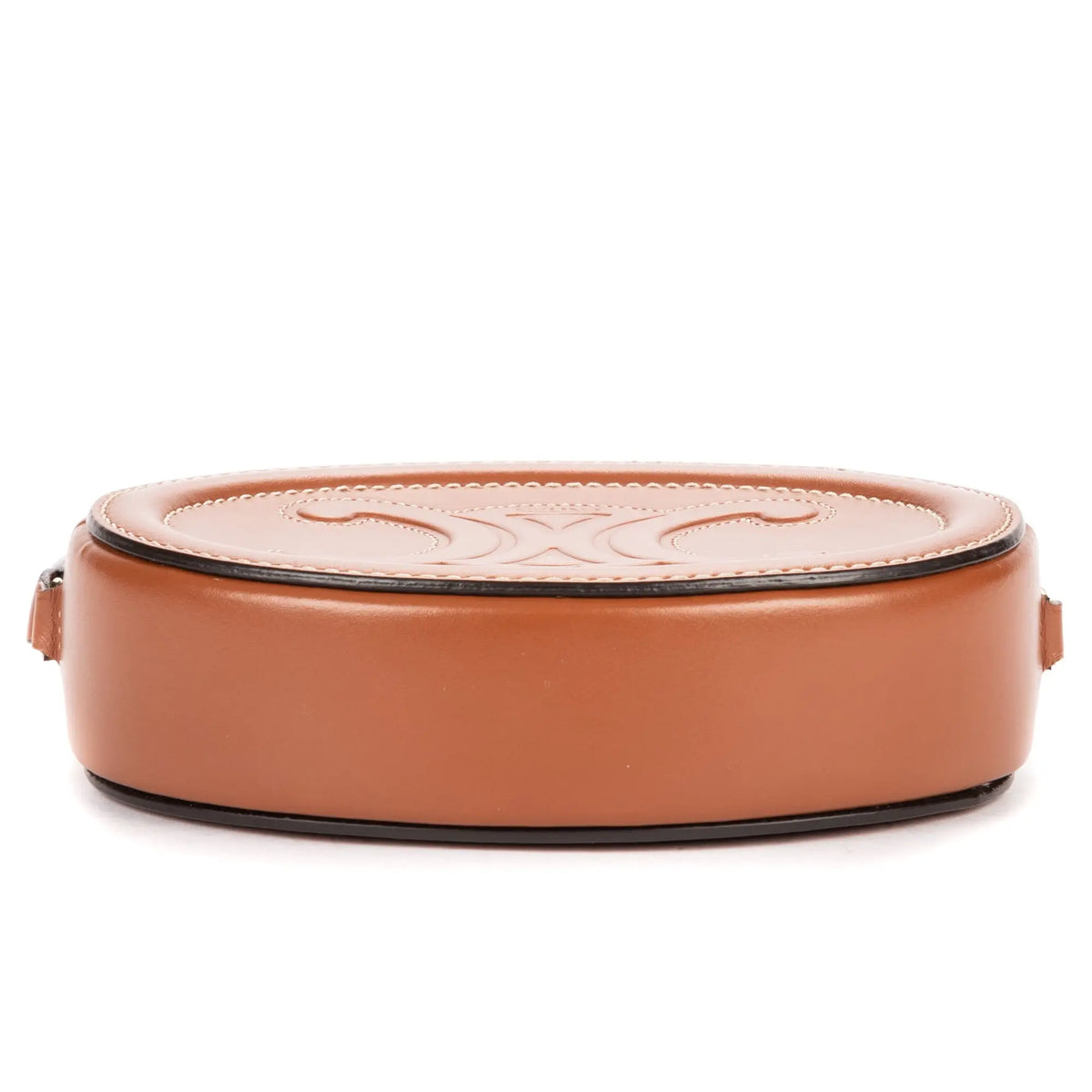 Bolso de Hombro Ovalado de Piel Lisa de Becerro Color Camel