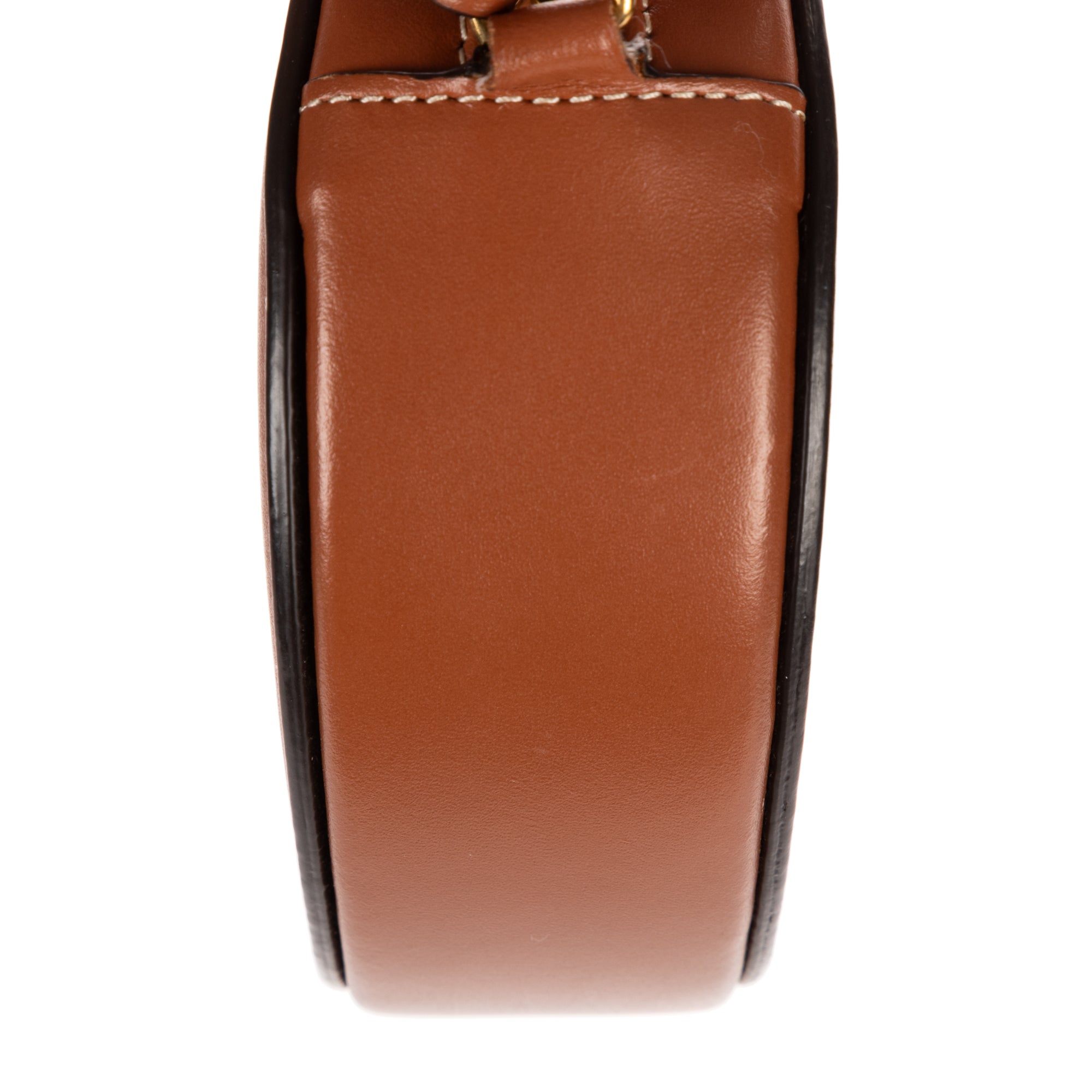 Shoulder Bag Oval Crossbody Tan Smooth Calfskin Leather
