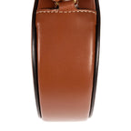 Bolso de Hombro Ovalado de Piel Lisa de Becerro Color Camel
