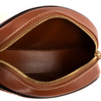 Shoulder Bag Oval Crossbody Tan Smooth Calfskin Leather