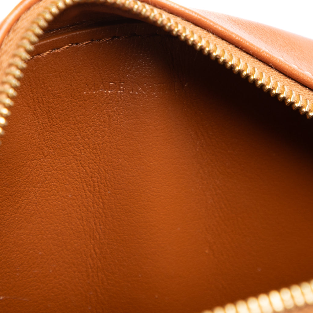 Shoulder Bag Oval Crossbody Tan Smooth Calfskin Leather