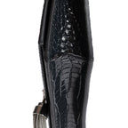 Shoulder Bag Kate Tassel Chain Wallet Dark Grey Croc Embossed Leather