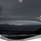 Shoulder Bag Kate Tassel Chain Wallet Dark Grey Croc Embossed Leather