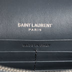 Shoulder Bag Kate Tassel Chain Wallet Dark Grey Croc Embossed Leather
