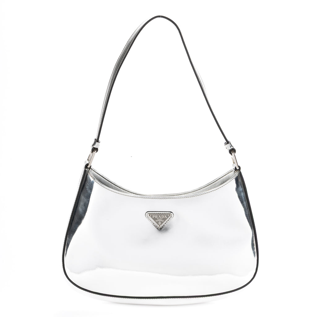 Shoulder Bag Cleo Silver Brushed Silver Leather