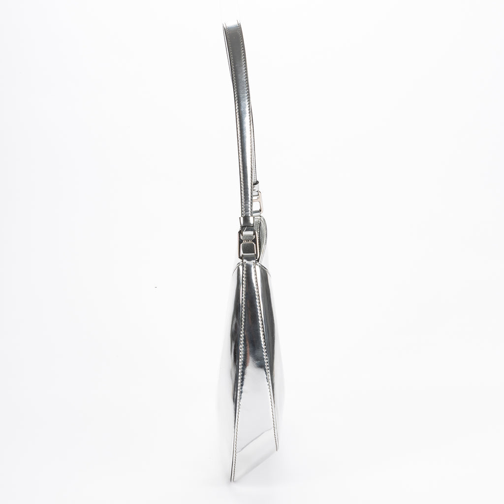 Shoulder Bag Cleo Silver Brushed Silver Leather