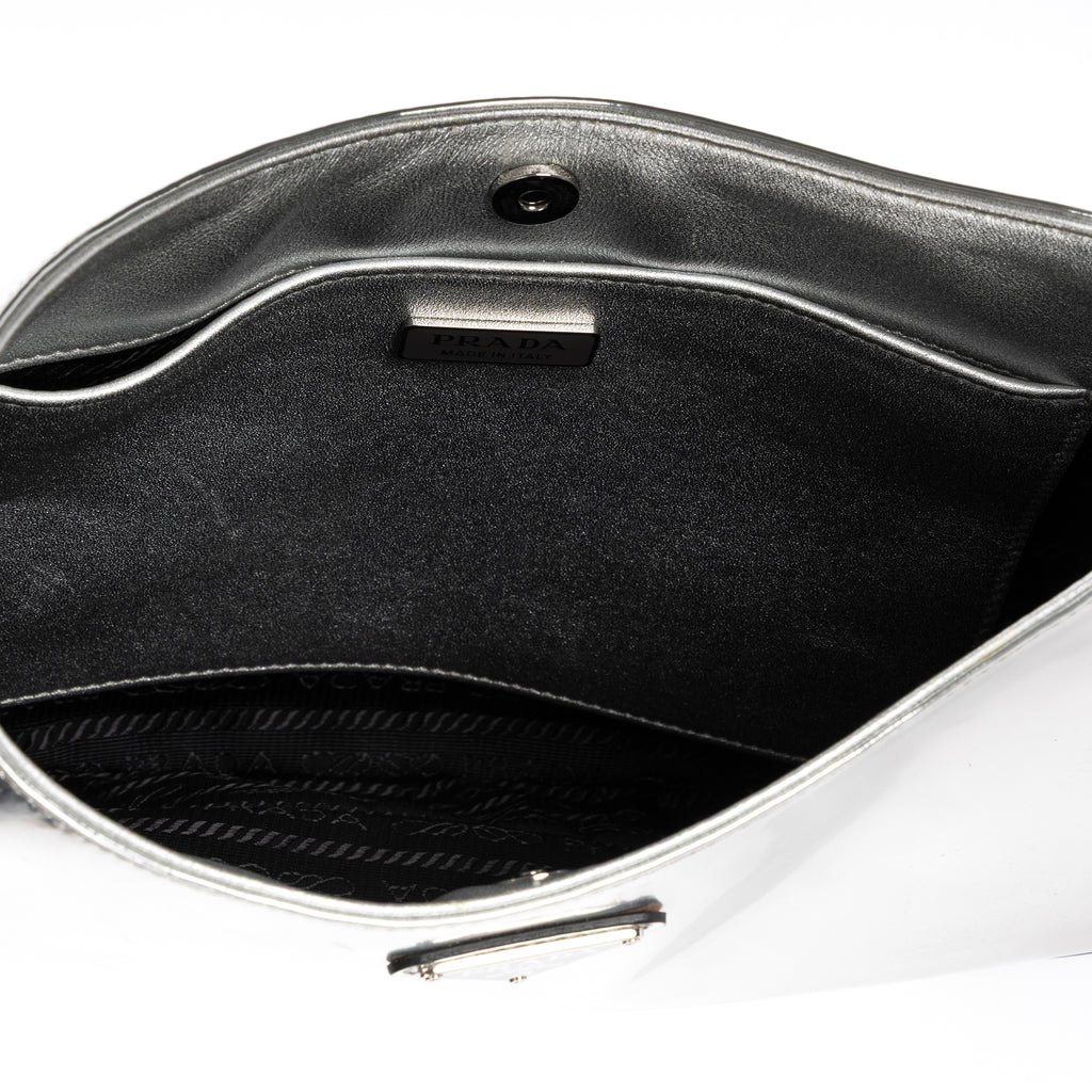 Shoulder Bag Cleo Silver Brushed Silver Leather