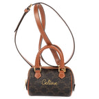 Shoulder Bag Mini Boston Crossbody Mini Dark Brown Triomphe Coated Canvas