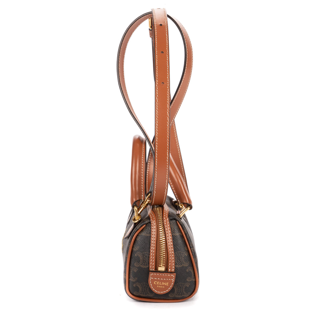 Shoulder Bag Mini Boston Crossbody Mini Dark Brown Triomphe Coated Canvas