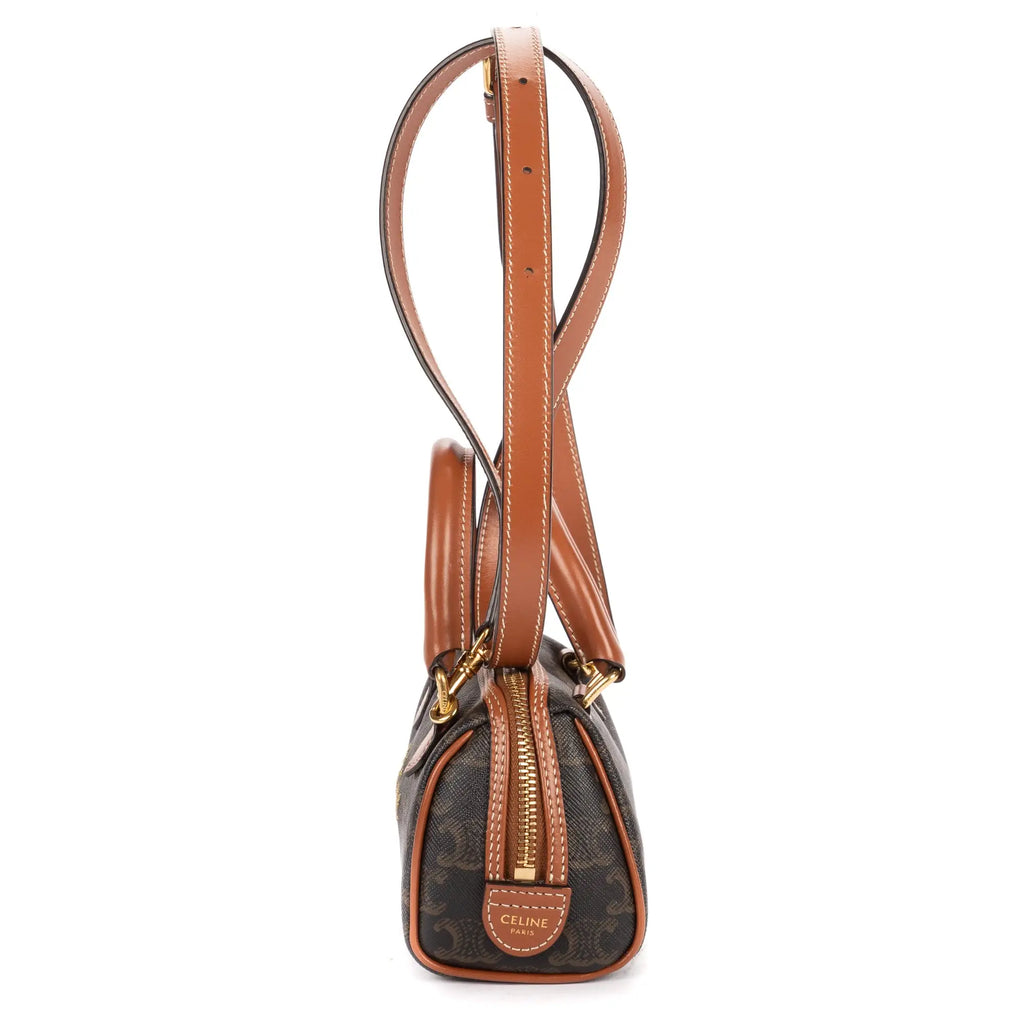 Shoulder Bag Mini Boston Crossbody Mini Dark Brown Triomphe Coated Canvas