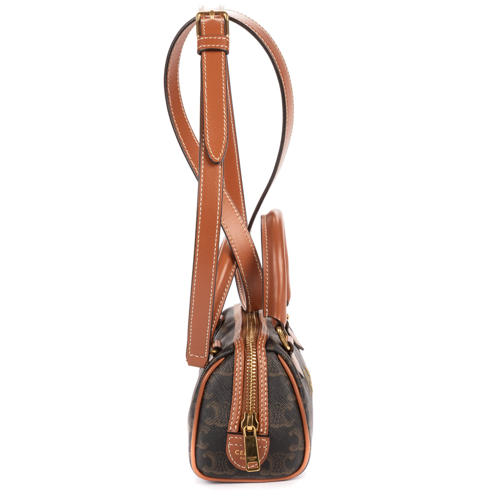 Shoulder Bag Mini Boston Crossbody Mini Dark Brown Triomphe Coated Canvas