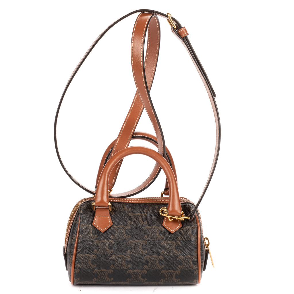 Shoulder Bag Mini Boston Crossbody Mini Dark Brown Triomphe Coated Canvas