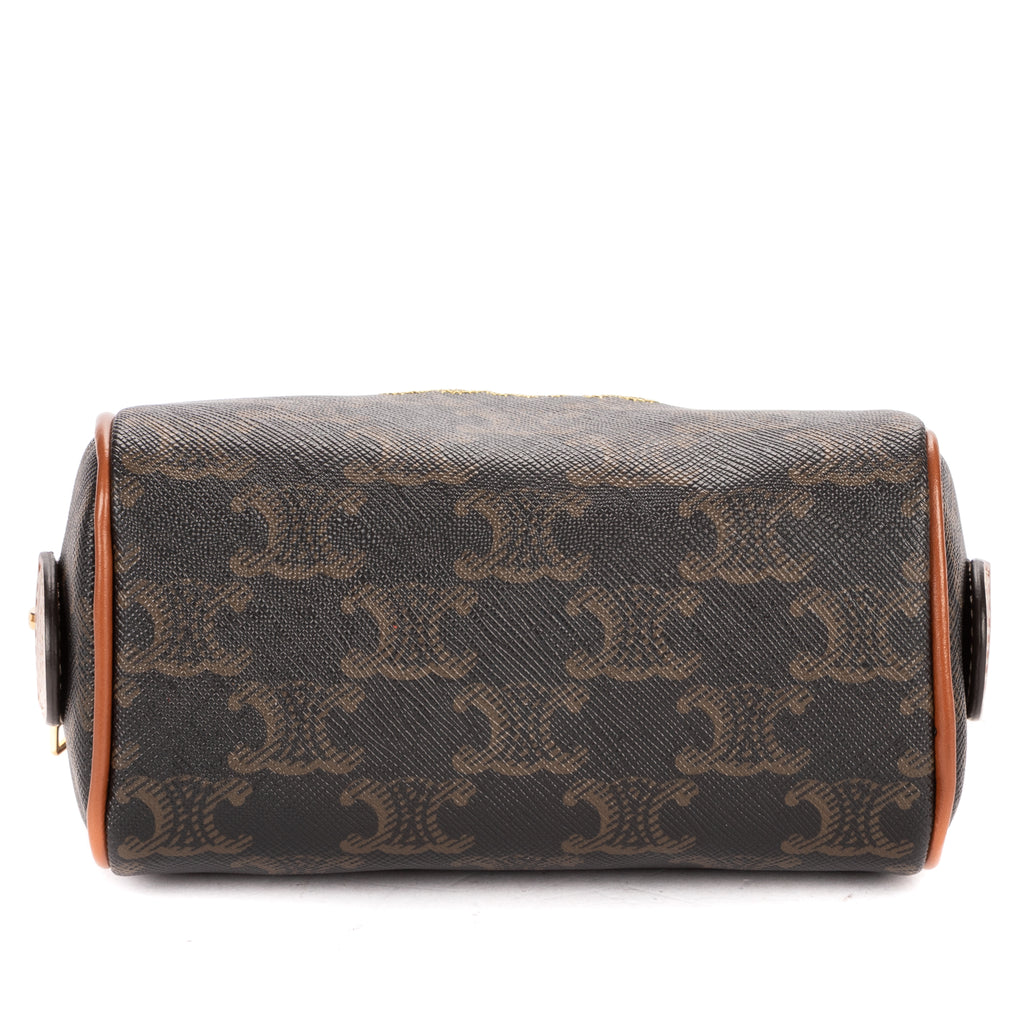 Shoulder Bag Mini Boston Crossbody Mini Dark Brown Triomphe Coated Canvas