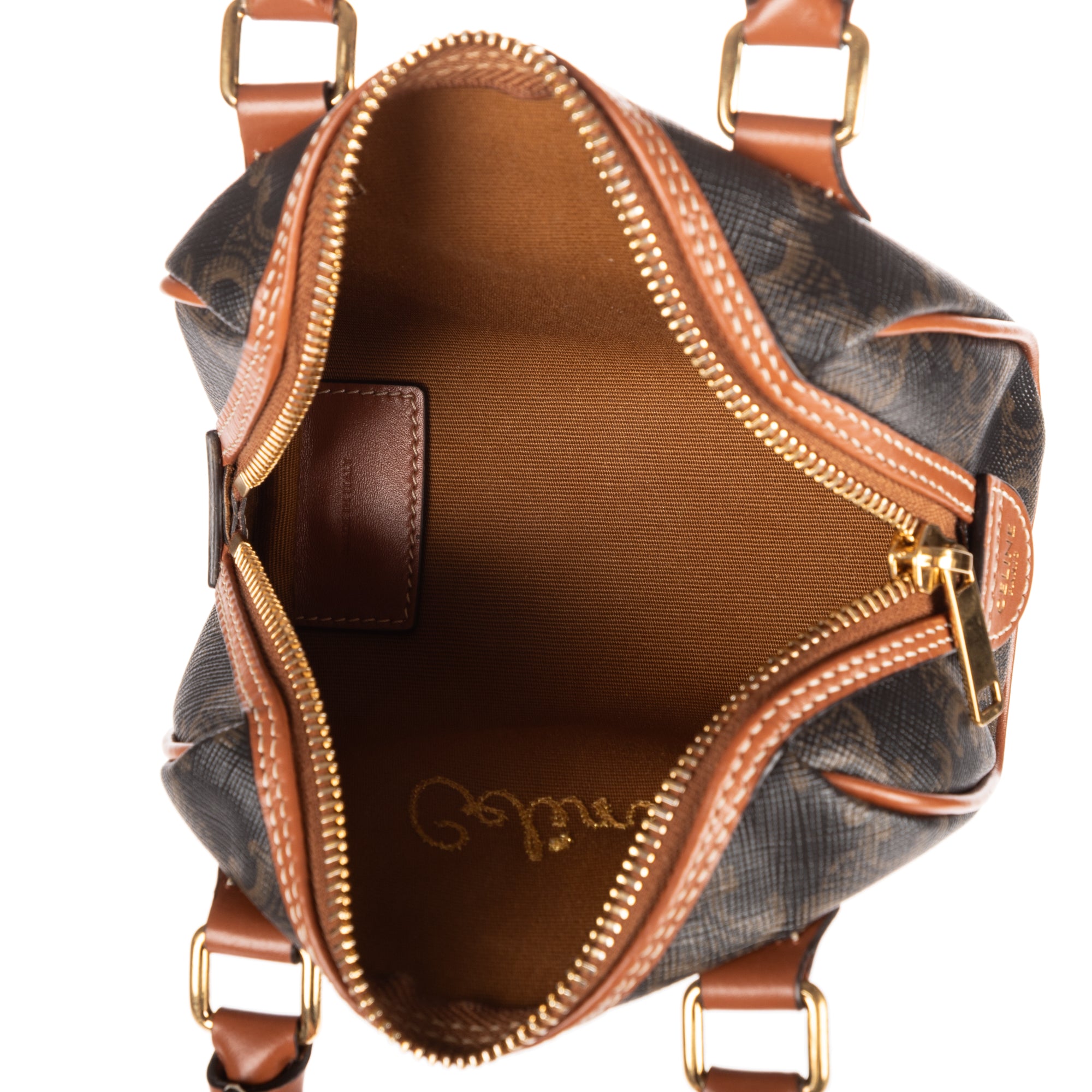 Shoulder Bag Mini Boston Crossbody Mini Dark Brown Triomphe Coated Canvas