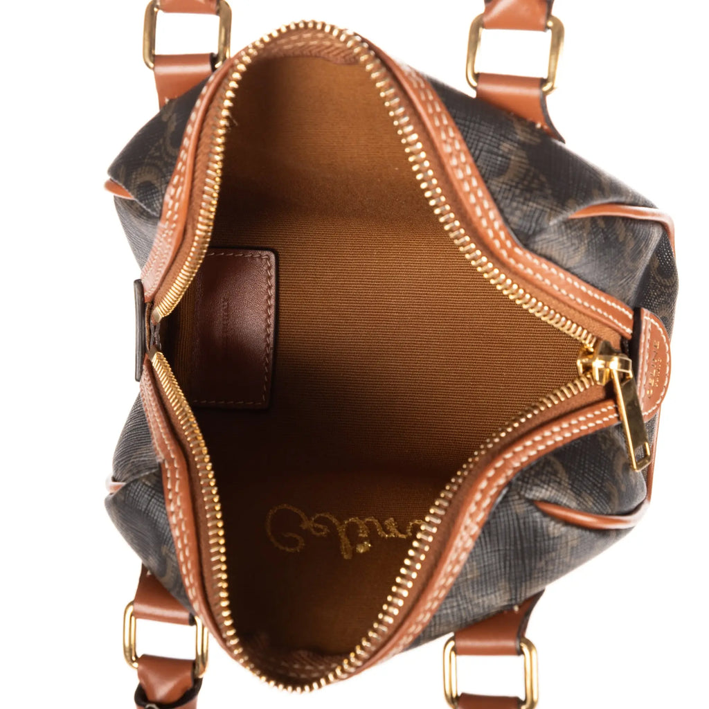 Shoulder Bag Mini Boston Crossbody Mini Dark Brown Triomphe Coated Canvas