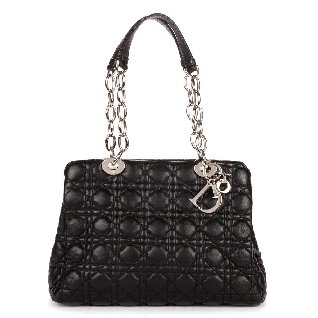 Shoulder Bag Medium Soft Shopping Tote Medium Black Cannage Lambskin Leather