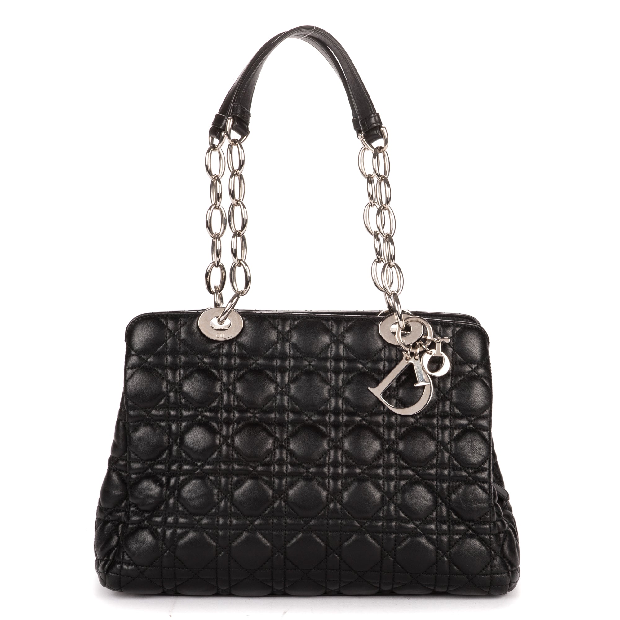 Shoulder Bag Medium Soft Shopping Tote Medium Black Cannage Lambskin Leather