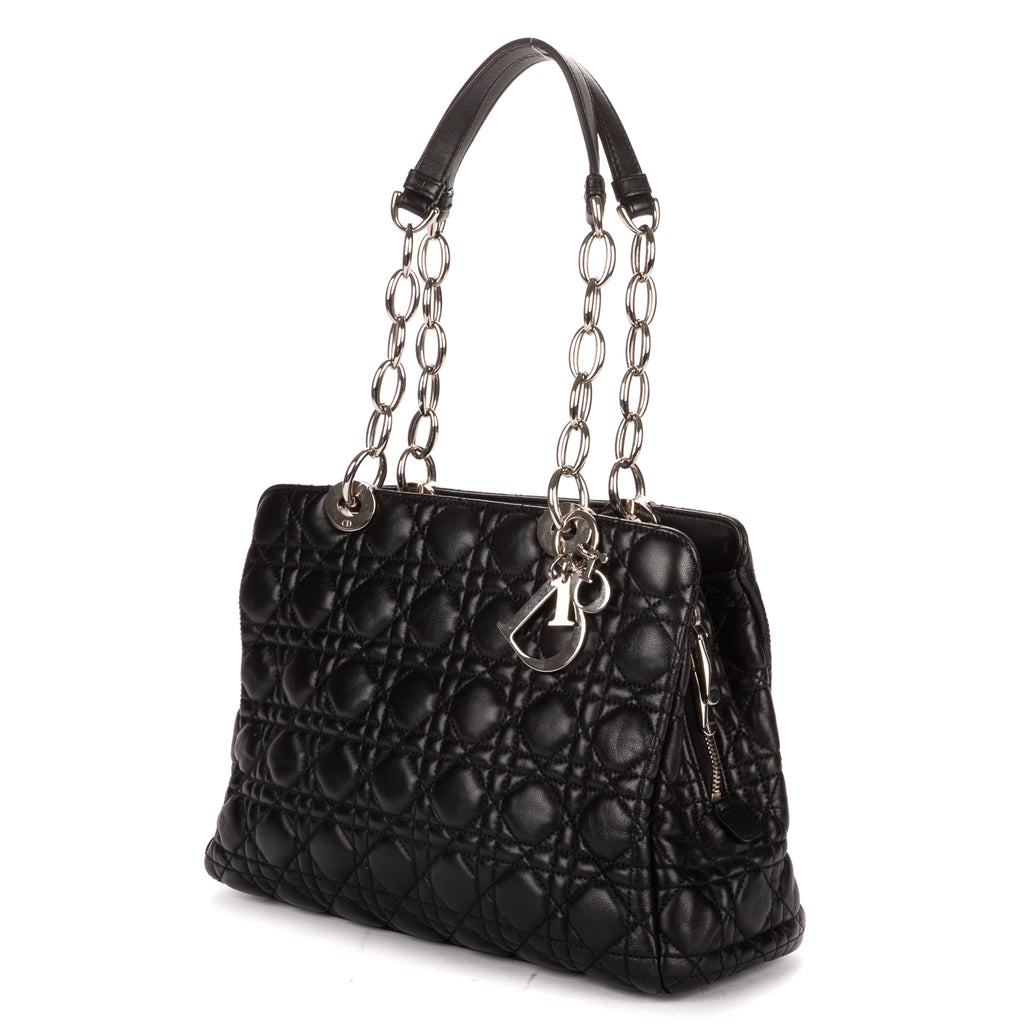 Shoulder Bag Medium Soft Shopping Tote Medium Black Cannage Lambskin Leather