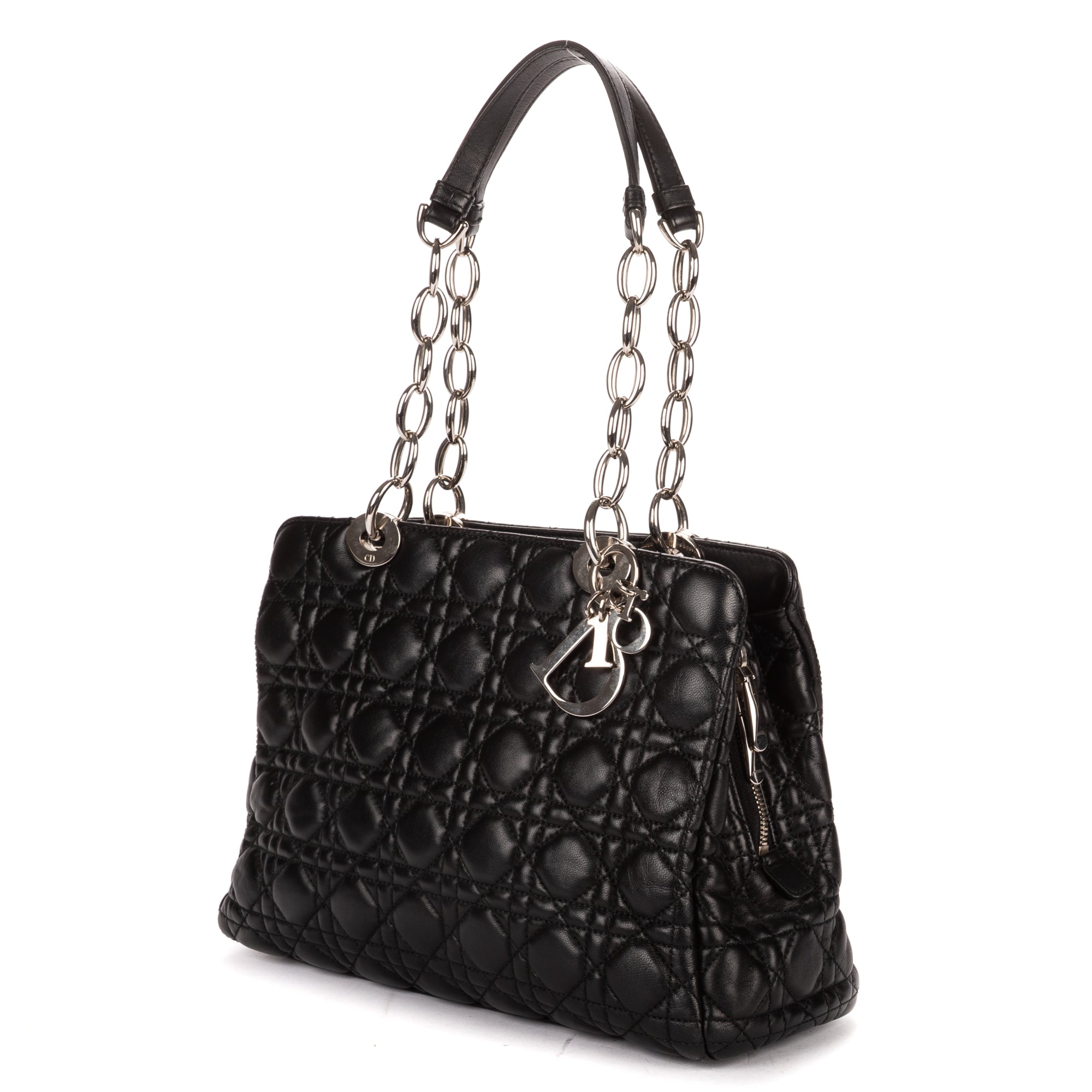 Shoulder Bag Medium Soft Shopping Tote Medium Black Cannage Lambskin Leather