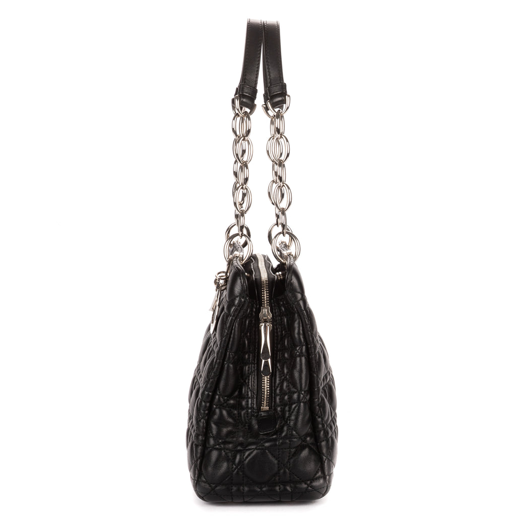 Shoulder Bag Medium Soft Shopping Tote Medium Black Cannage Lambskin Leather