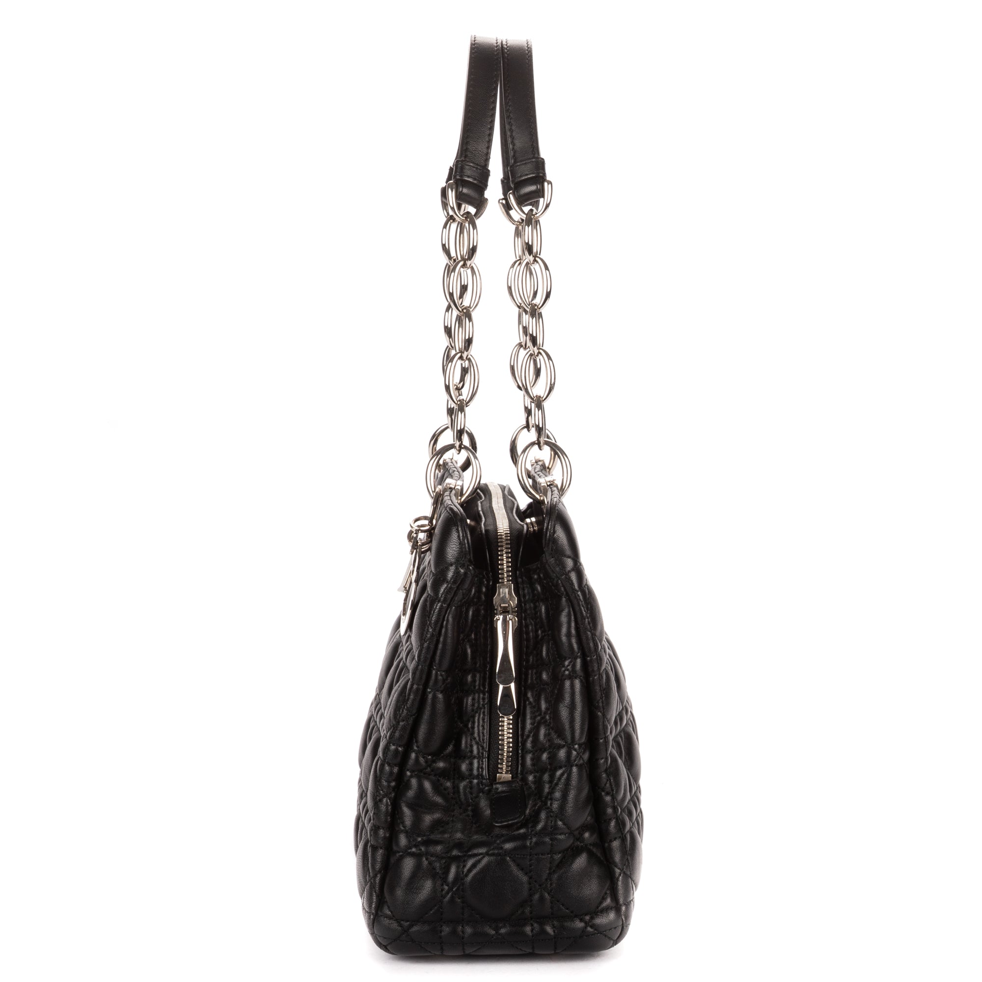 Shoulder Bag Medium Soft Shopping Tote Medium Black Cannage Lambskin Leather