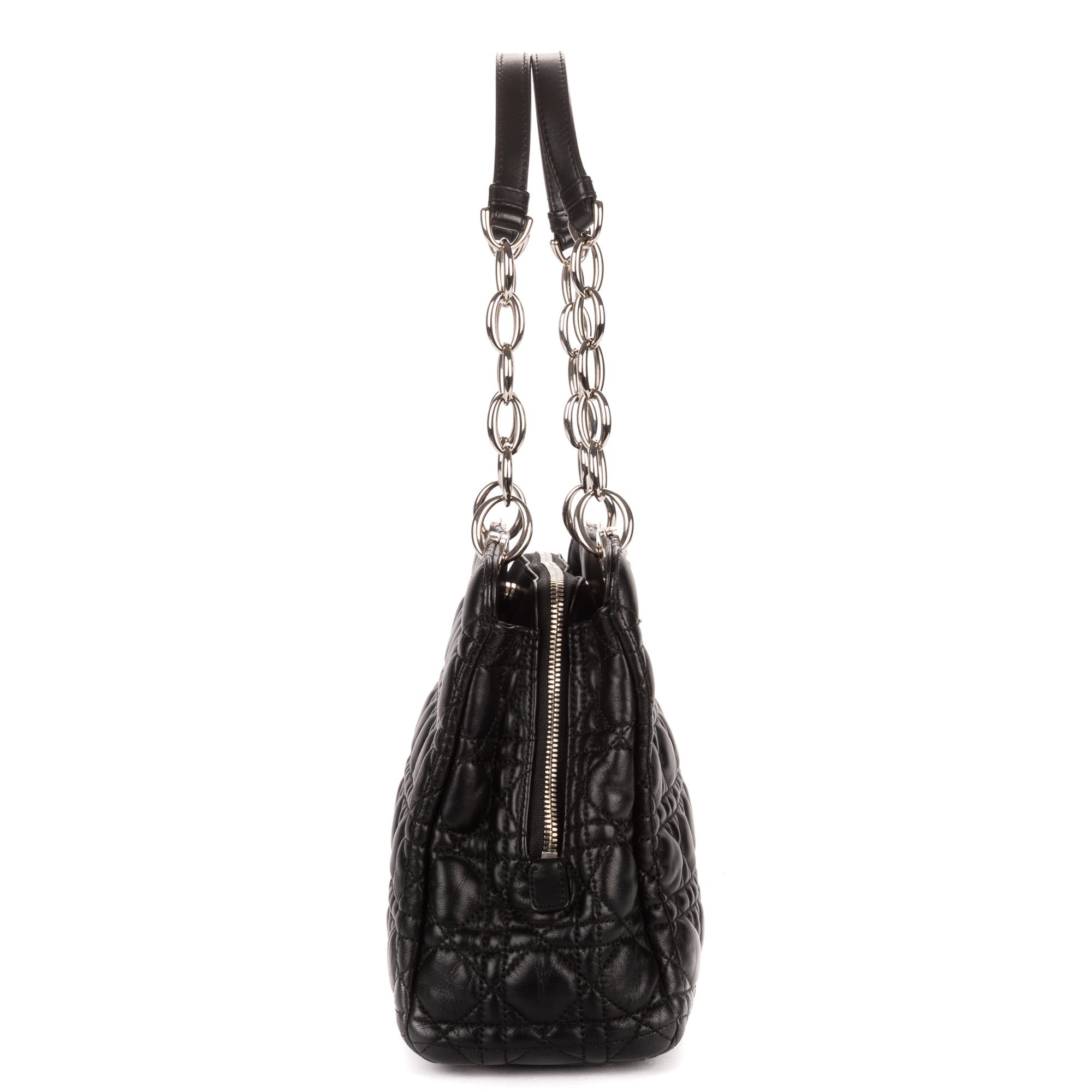 Shoulder Bag Medium Soft Shopping Tote Medium Black Cannage Lambskin Leather