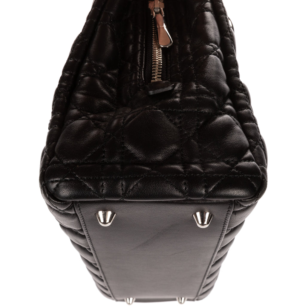 Shoulder Bag Medium Soft Shopping Tote Medium Black Cannage Lambskin Leather