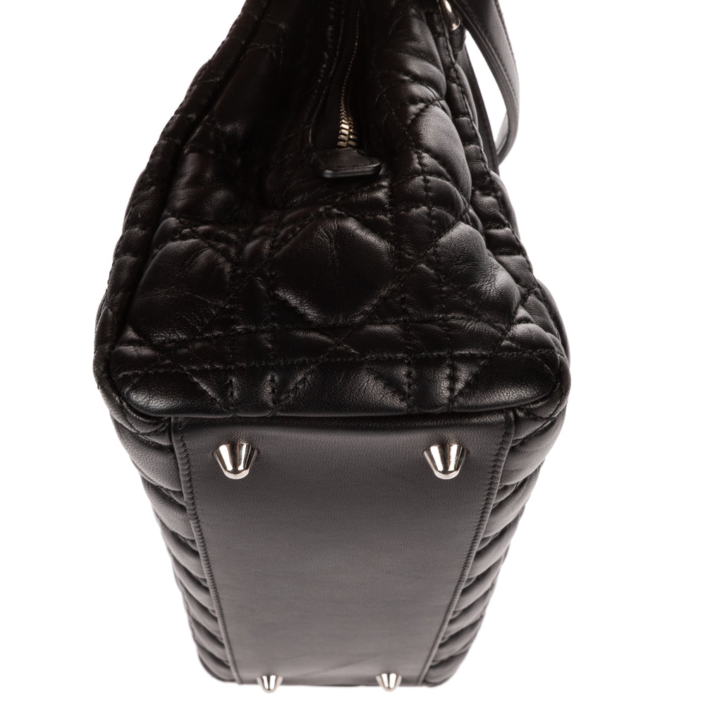 Shoulder Bag Medium Soft Shopping Tote Medium Black Cannage Lambskin Leather