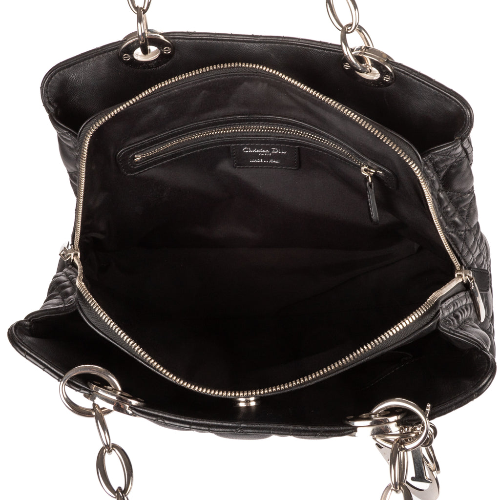 Shoulder Bag Medium Soft Shopping Tote Medium Black Cannage Lambskin Leather