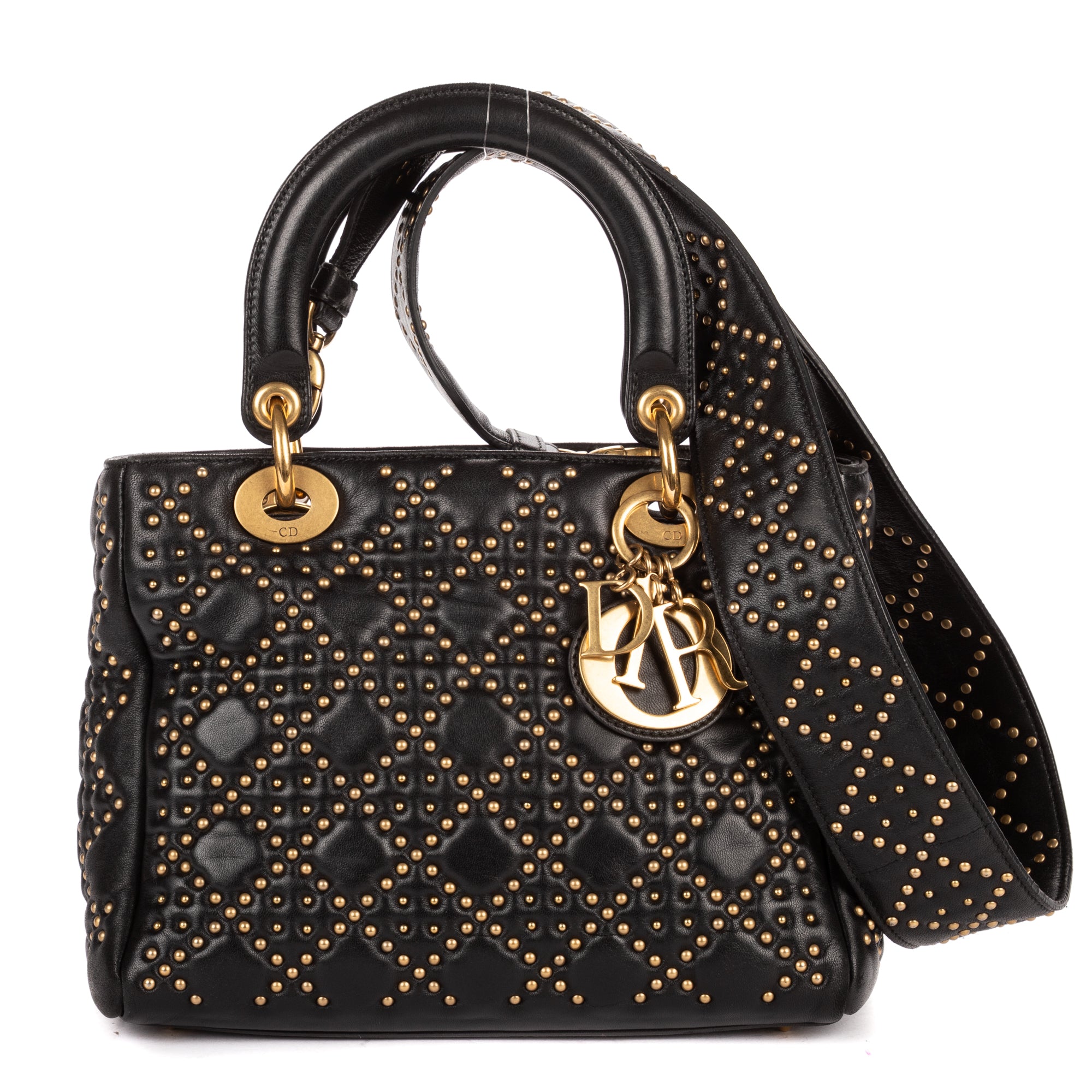 Shoulder Bag Medium Studded Supple Lady Dior Medium Black Studded Cannage Lambskin Leather