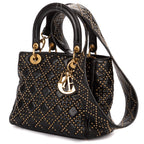 Shoulder Bag Medium Studded Supple Lady Dior Medium Black Studded Cannage Lambskin Leather