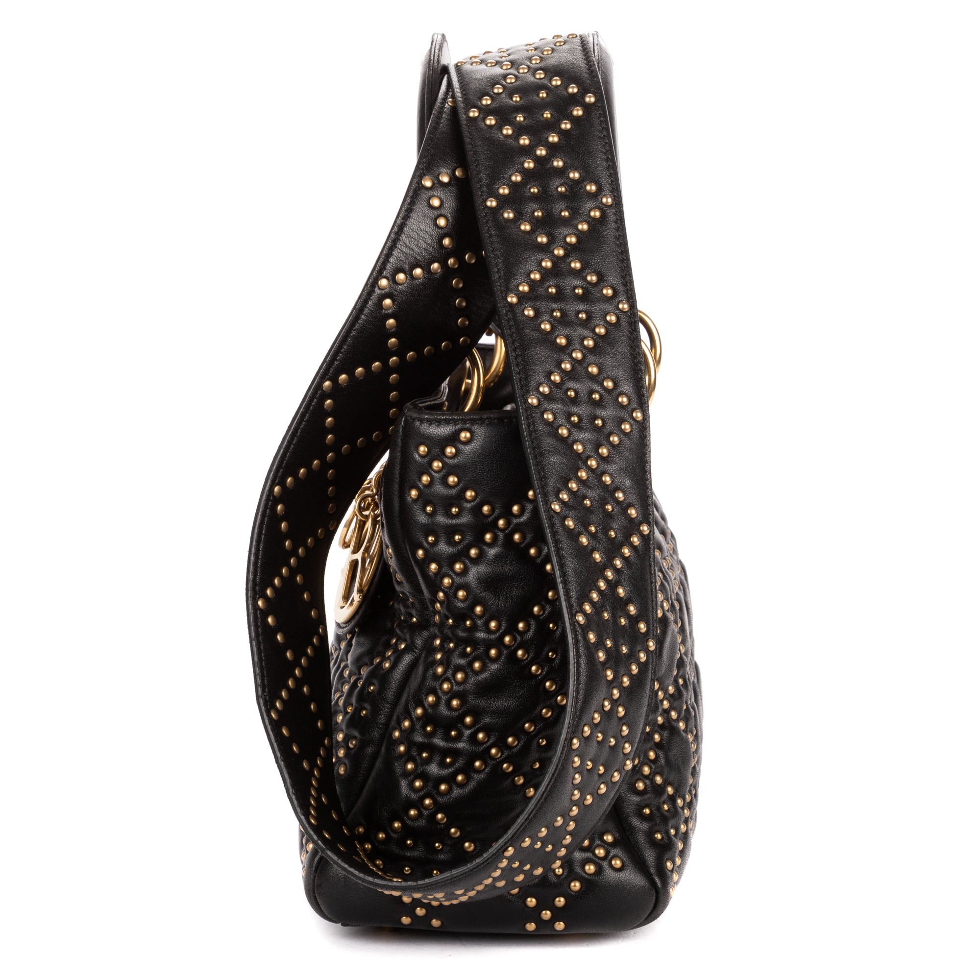 Shoulder Bag Medium Studded Supple Lady Dior Medium Black Studded Cannage Lambskin Leather