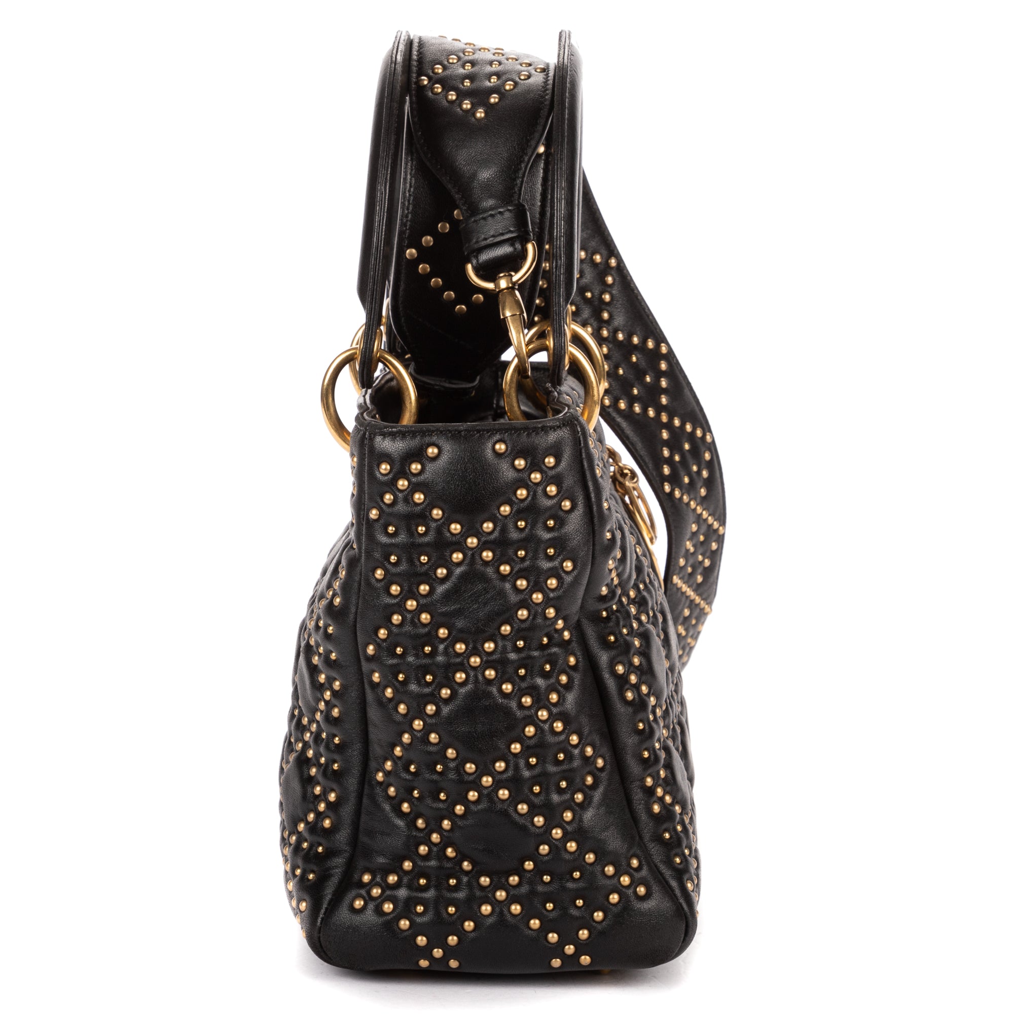 Shoulder Bag Medium Studded Supple Lady Dior Medium Black Studded Cannage Lambskin Leather