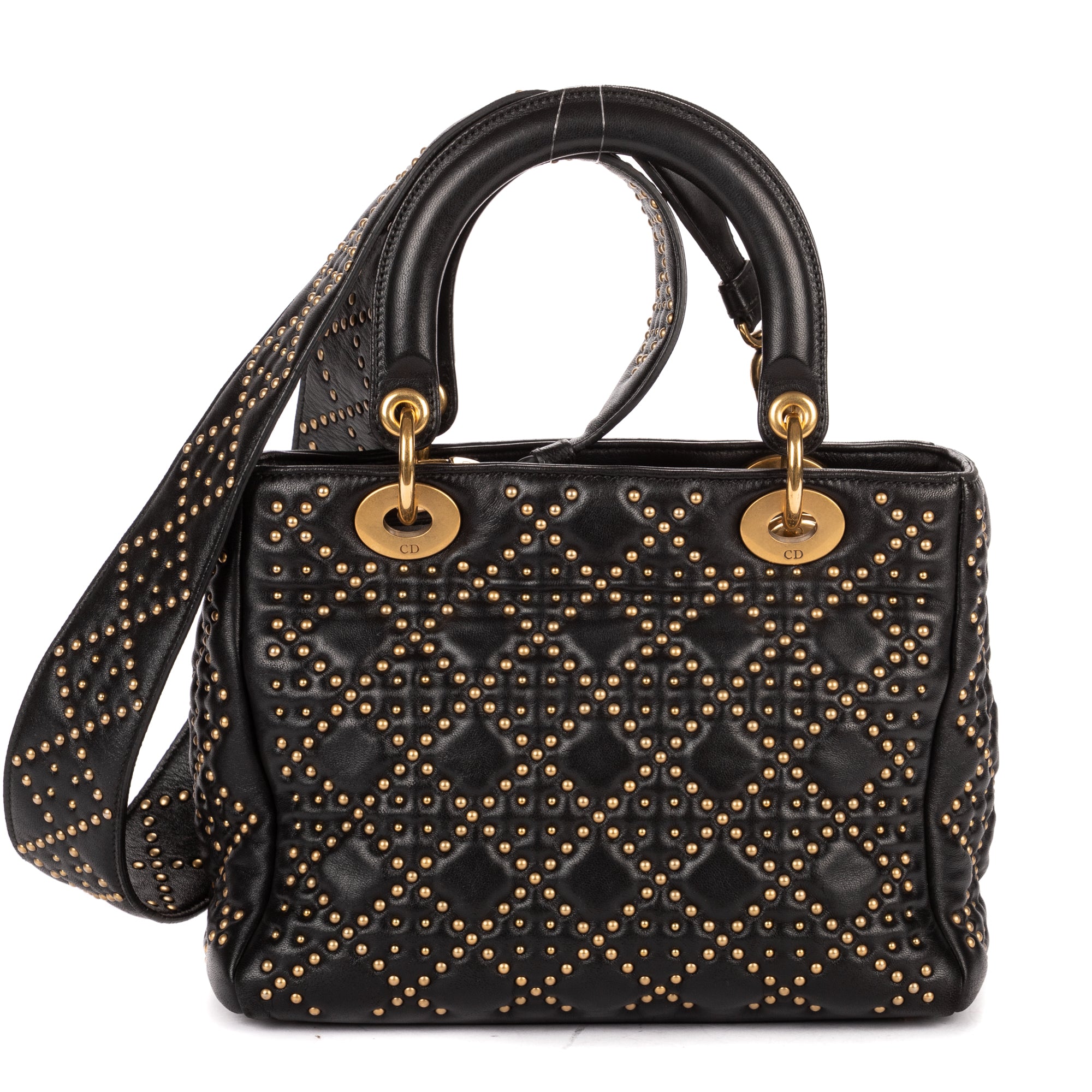 Shoulder Bag Medium Studded Supple Lady Dior Medium Black Studded Cannage Lambskin Leather