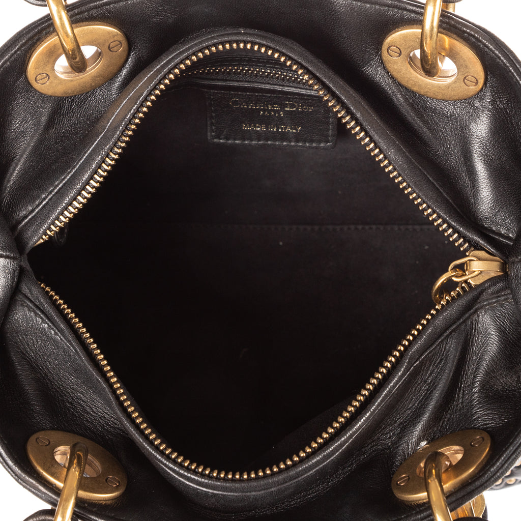 Shoulder Bag Medium Studded Supple Lady Dior Medium Black Studded Cannage Lambskin Leather