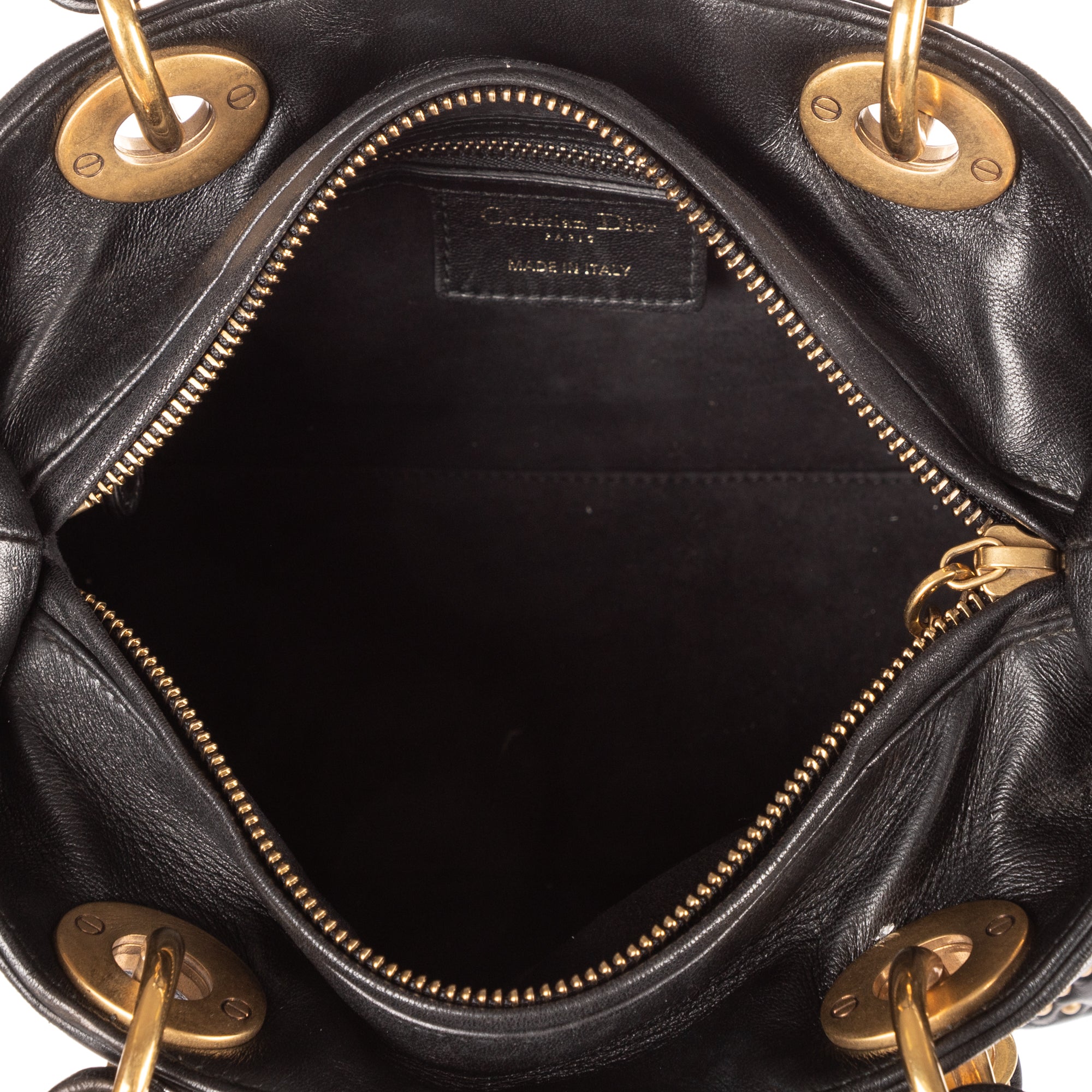 Shoulder Bag Medium Studded Supple Lady Dior Medium Black Studded Cannage Lambskin Leather