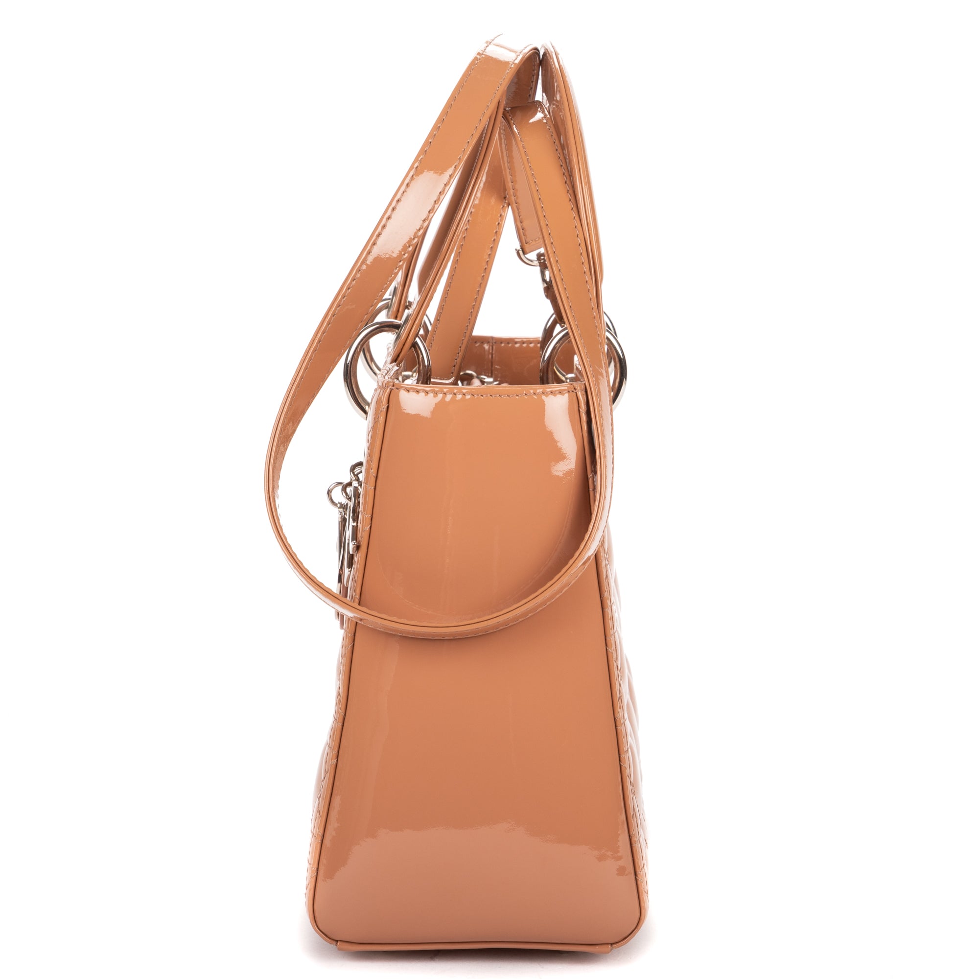 Shoulder Bag Medium Lady Dior Medium Light Brown Cannage Patent Leather