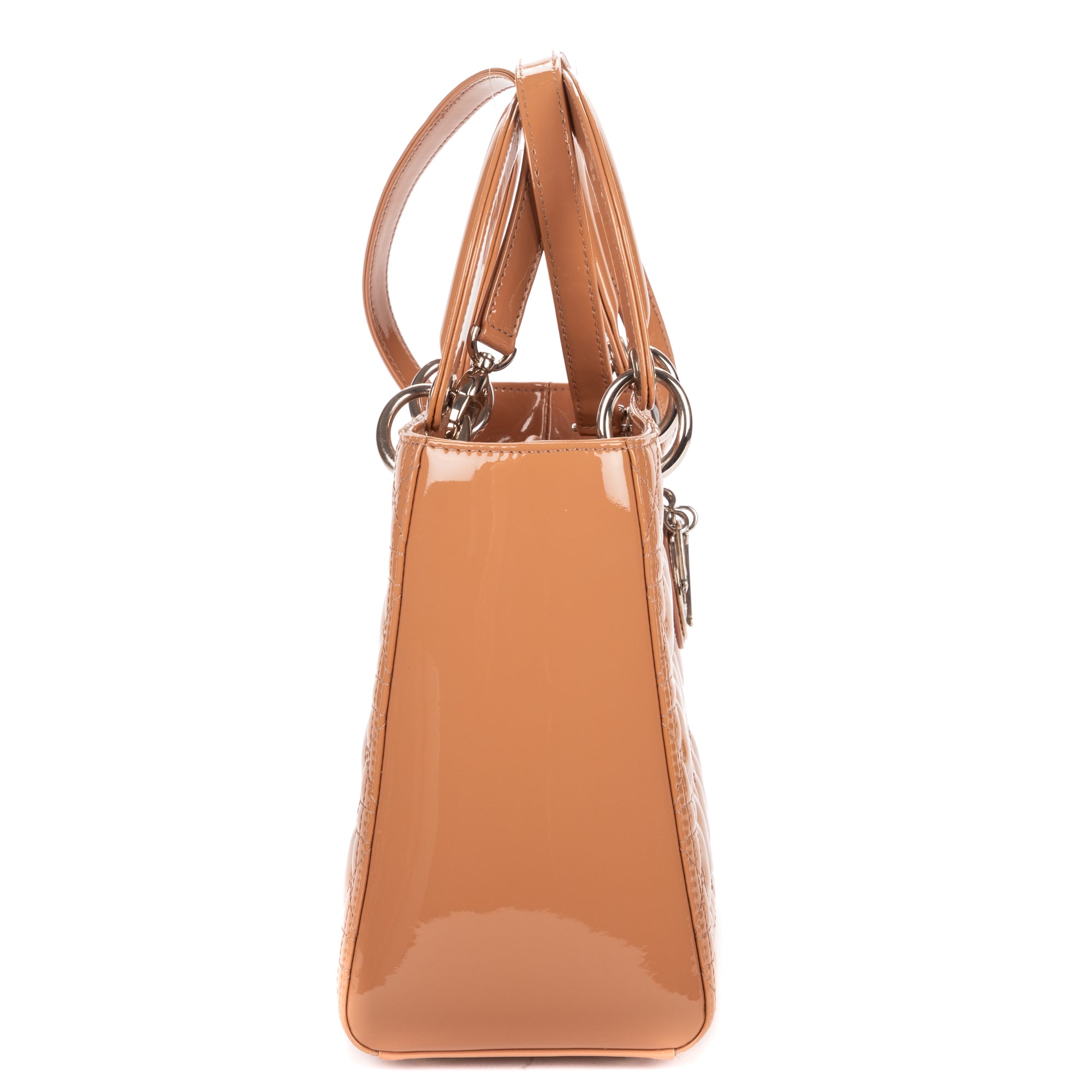 Shoulder Bag Medium Lady Dior Medium Light Brown Cannage Patent Leather