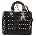 Shoulder Bag Large Lady Dior Large Black Cannage Patent Leather