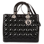 Shoulder Bag Large Lady Dior Large Black Cannage Patent Leather