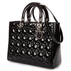 Shoulder Bag Large Lady Dior Large Black Cannage Patent Leather