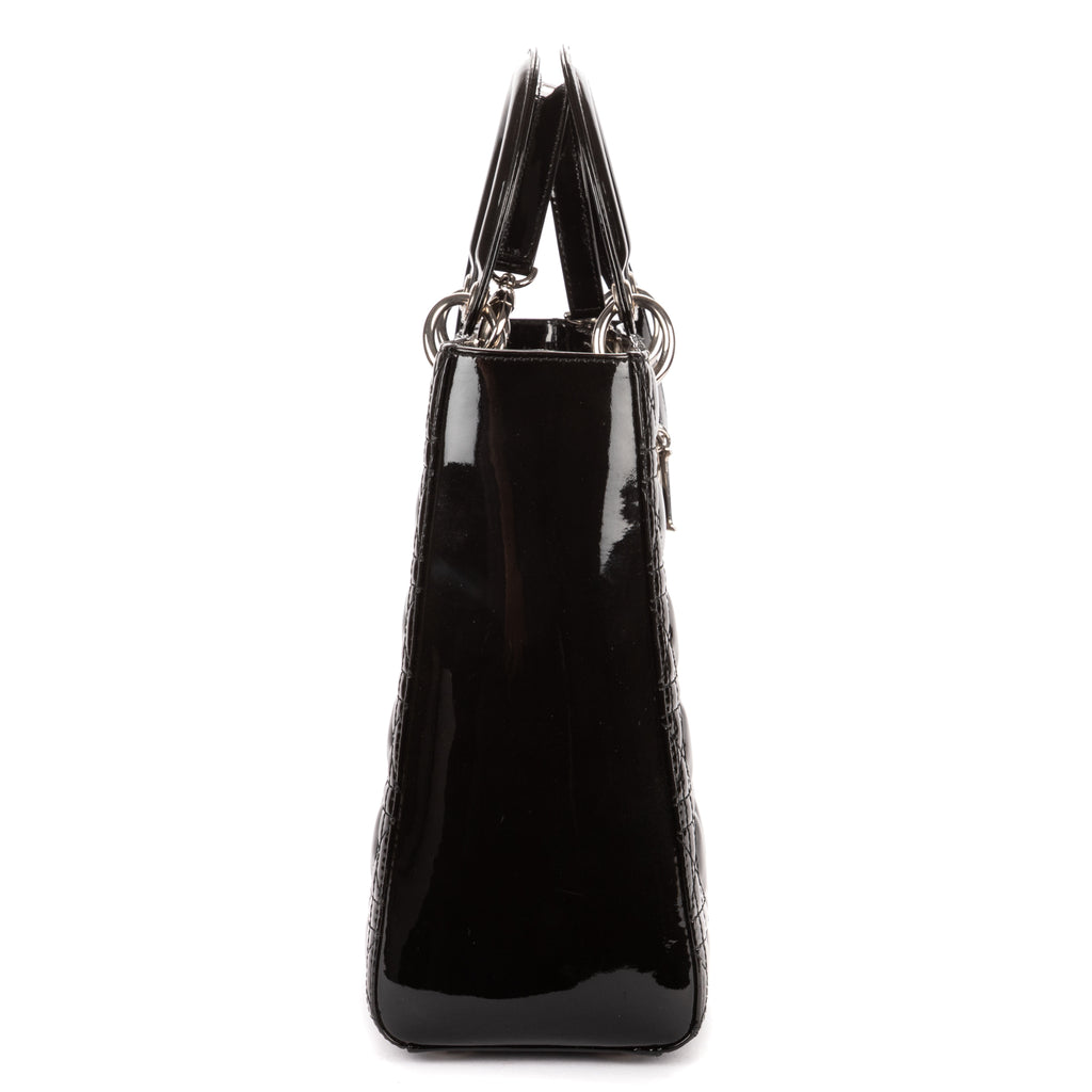 Shoulder Bag Large Lady Dior Large Black Cannage Patent Leather