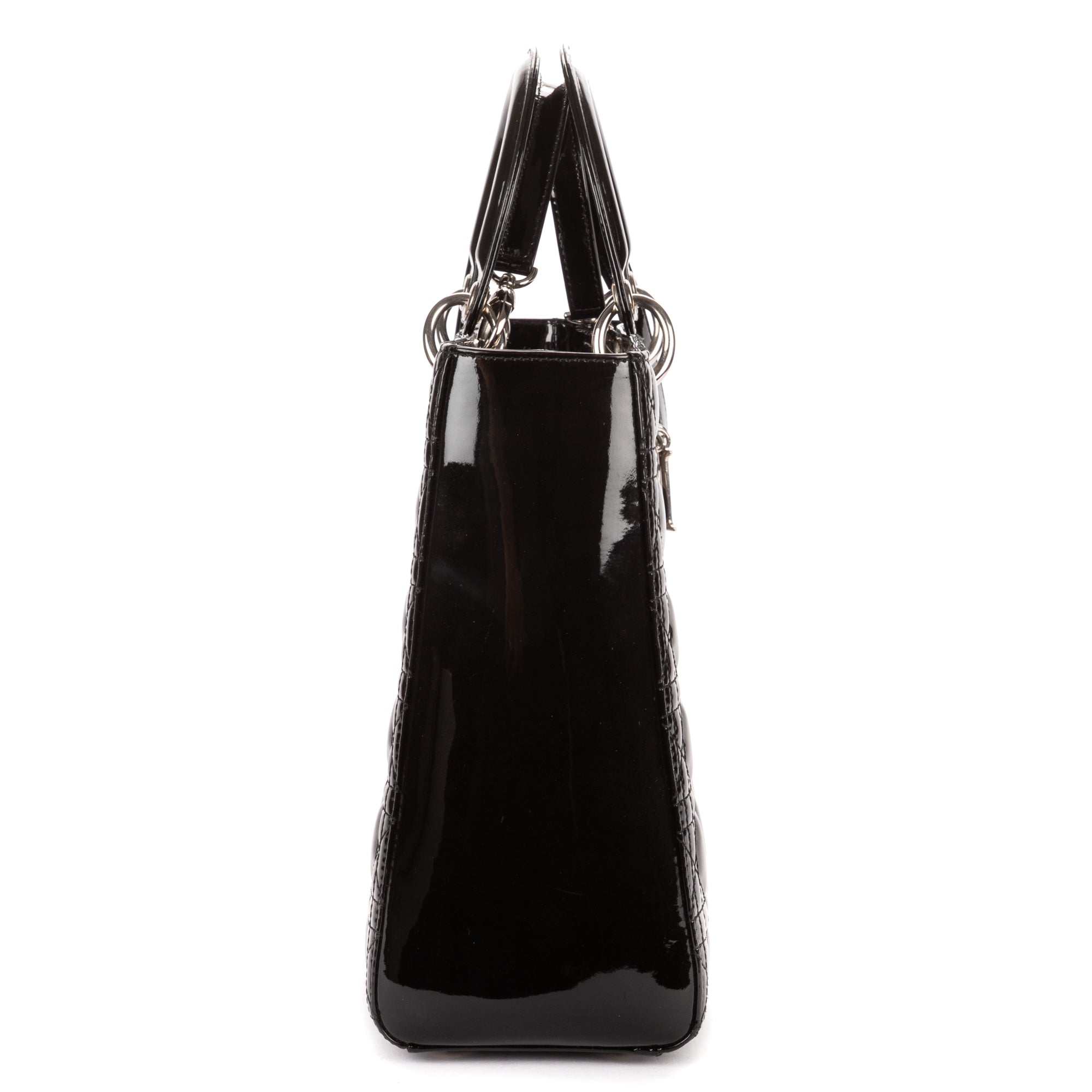 Shoulder Bag Large Lady Dior Large Black Cannage Patent Leather