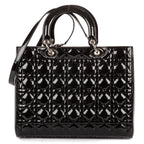 Shoulder Bag Large Lady Dior Large Black Cannage Patent Leather