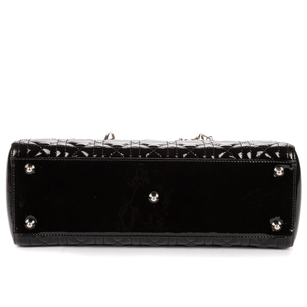 Shoulder Bag Large Lady Dior Large Black Cannage Patent Leather