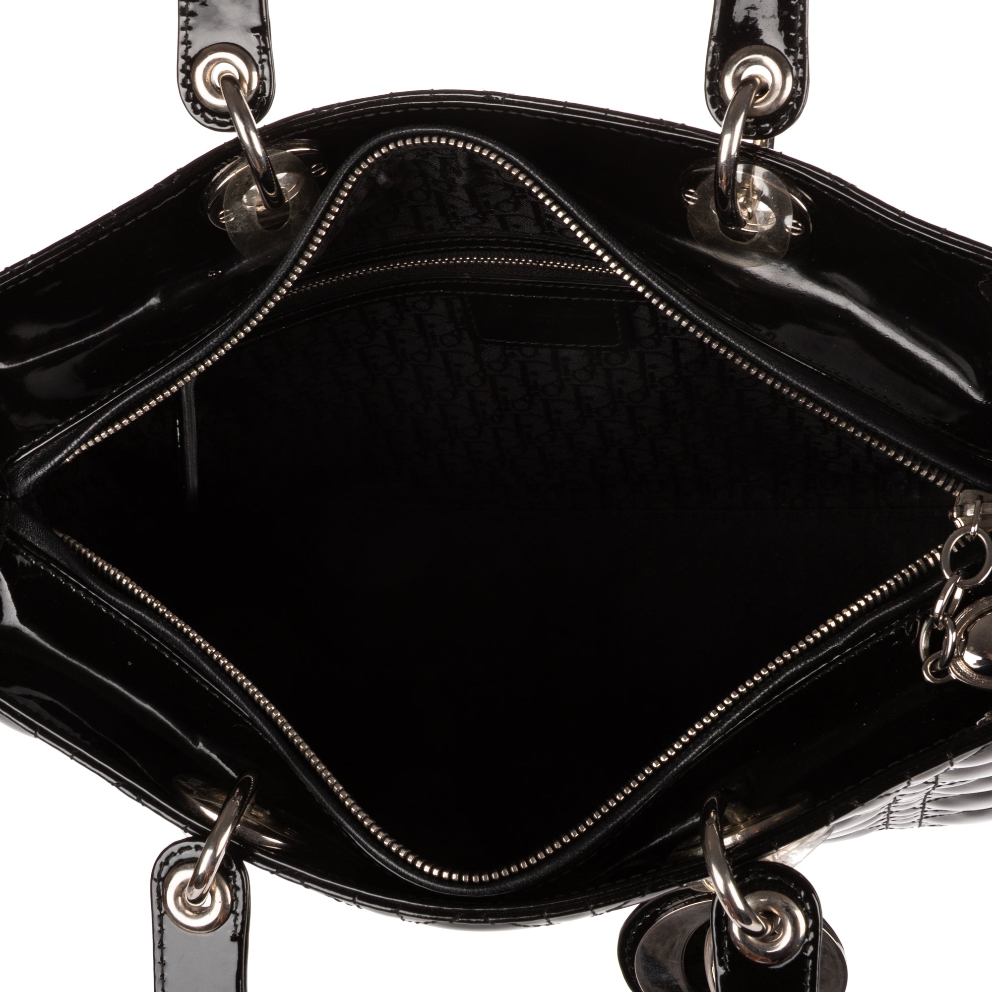 Shoulder Bag Large Lady Dior Large Black Cannage Patent Leather