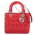 Shoulder Bag Medium Lady Dior Medium Red Cannage Lambskin Leather