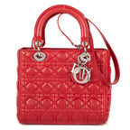 Shoulder Bag Medium Lady Dior Medium Red Cannage Lambskin Leather