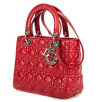 Shoulder Bag Medium Lady Dior Medium Red Cannage Lambskin Leather