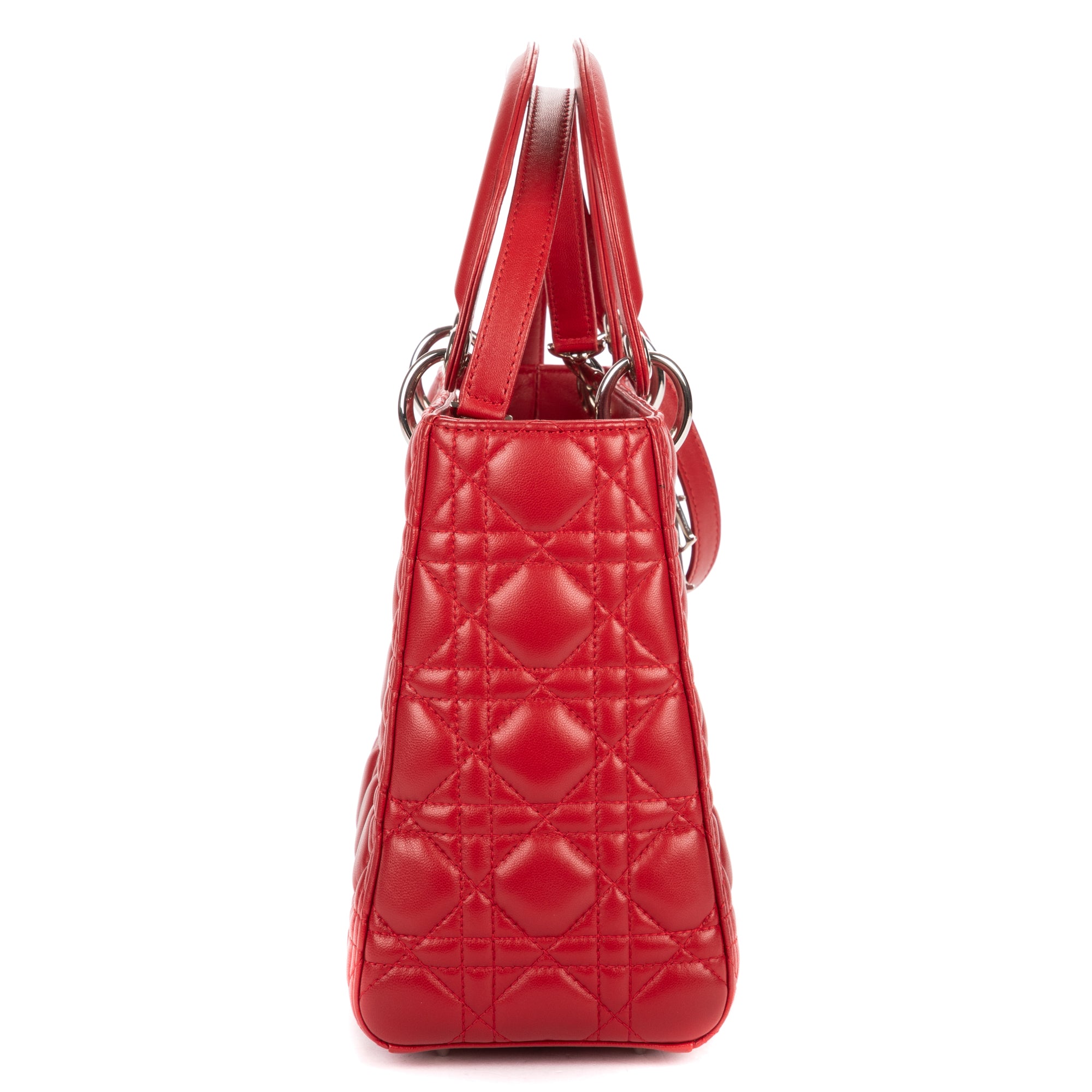 Shoulder Bag Medium Lady Dior Medium Red Cannage Lambskin Leather